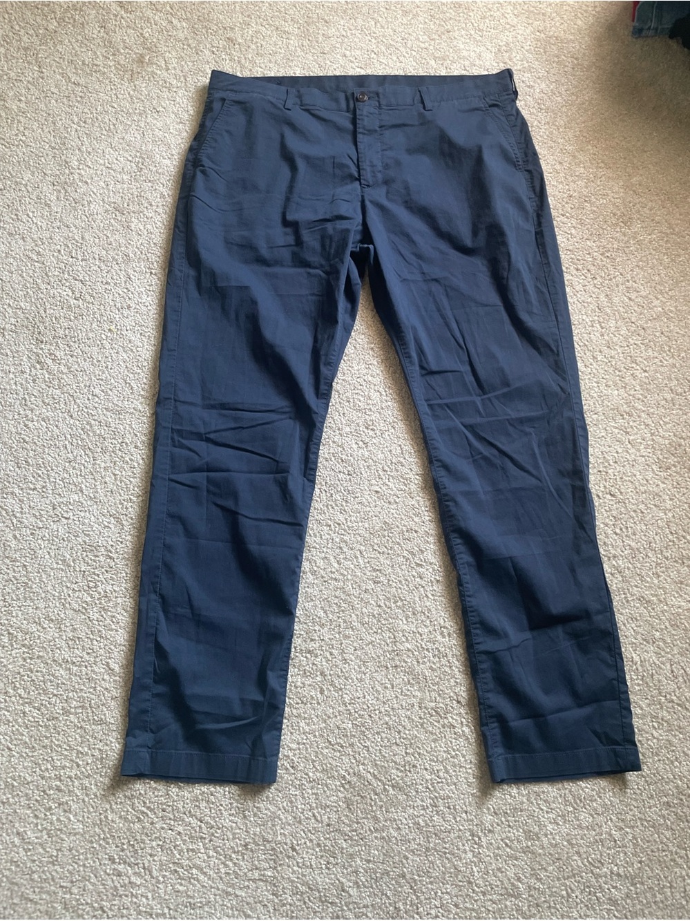 Faherty Men's Navy Chino Pants Flat Front Zip Back Pocket 38 EUC